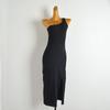 Fashion Style Sexy Stylish Oblique Shoulder Knitting Vest Dress Women's Clothing Spring Summer Slim-Fit Slimming Slit Long Dress