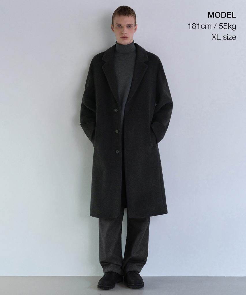 Musinsa Standard Cashmere Blend Oversized Single Coat [Charcoal Grey]