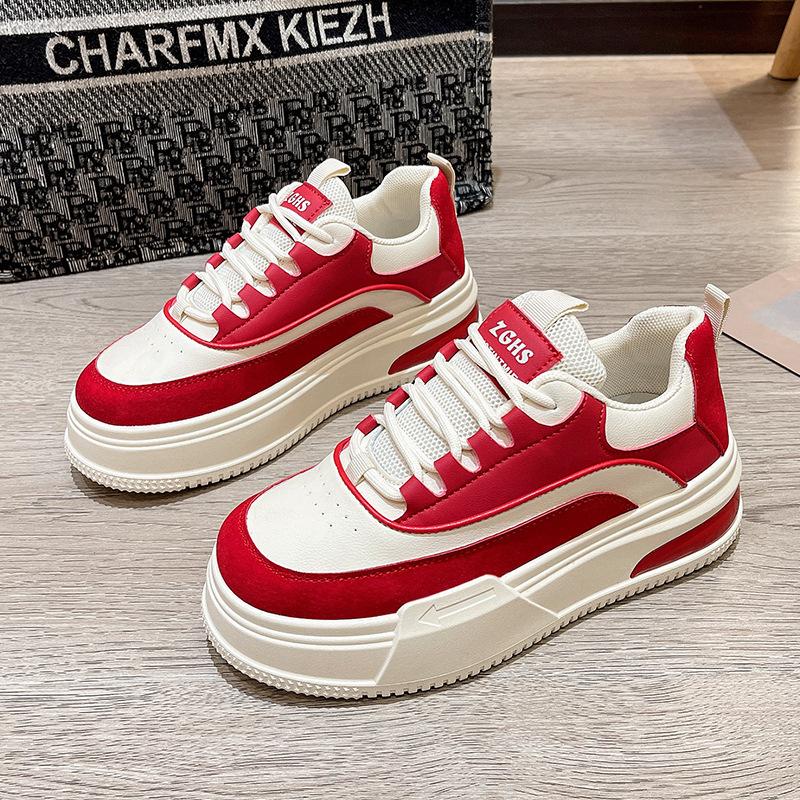 

Niche shoes women s tide spring and autumn board shoes 2025 new popular sports little white shoes platform muffin shoes versatile board shoes 40 червоний