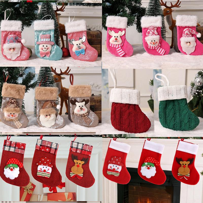 Green Knitted Small Christmas Stocking for Home Decoration and Mall Window Display