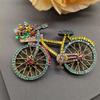 Fashion Women Men Vintage Baroque Bicycle Flower Full Crystal Badges Pins Palace Unisex Exquistie Bike Jewelry Accessories