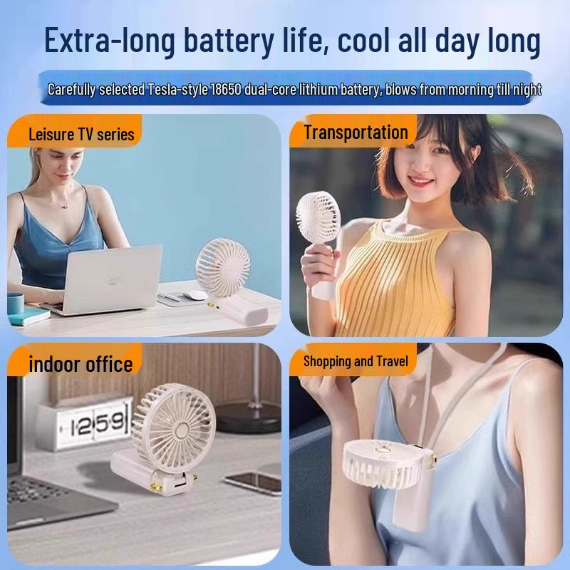 Silent Dual-Use Handheld Mini Fan with USB Charging & Long Battery Life