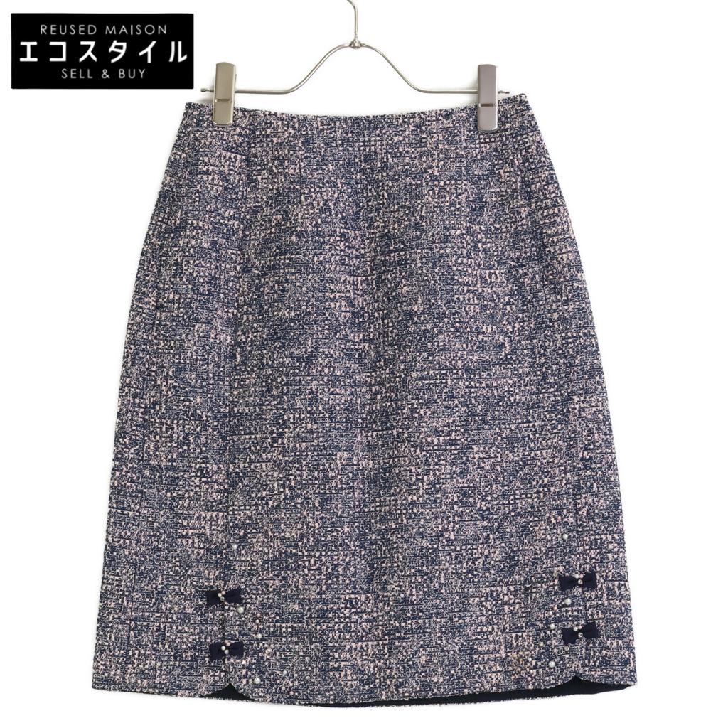 Rene 6834250 Tweet Slit Ribbon Midi Skirt skirt 34 Pink x navyUsed