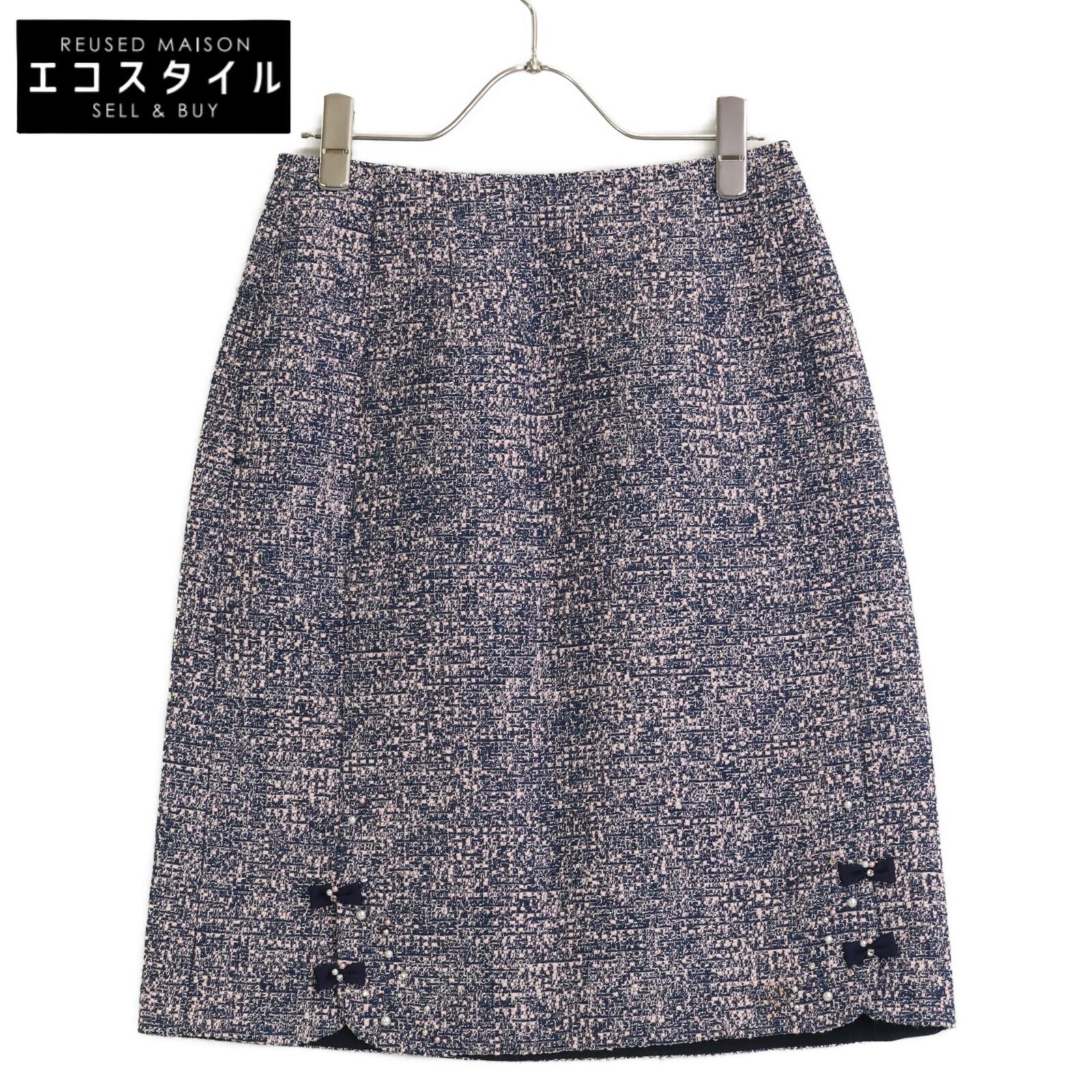 

Rene 6834250 Tweet Slit Ribbon Midi Skirt skirt 34 Pink x navyUsed