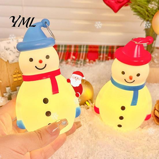 Cute Cartoon Snowman Light Christmas LED Night Light, Portable Desk Lamp with Hanging Ring for Warm Glow Ornament Holiday Party Decor, Desktop