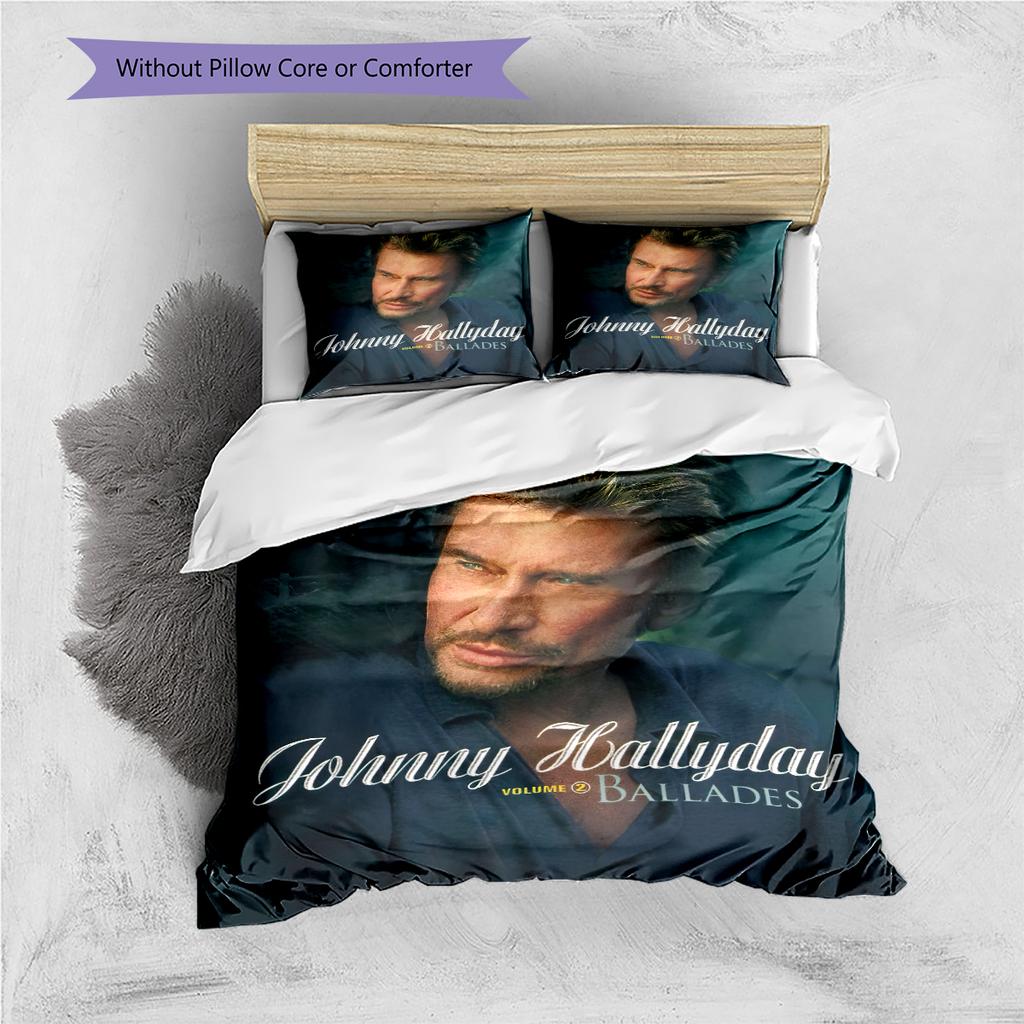 1PC Johnny Hallyday pattern Bedding Quilt Set Quilt Cover Pillowcase Home Decoration Birthday Gift (1 * duvet cover + 19 * pillowcase, without core)