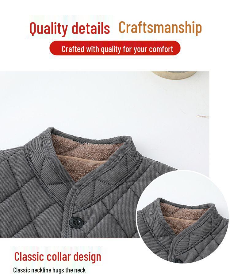 Men's Thickened Winter Cotton Jacket with Fleece Lining – Warm, Cold-Proof Coat for Middle-Aged and Elderly Dads.