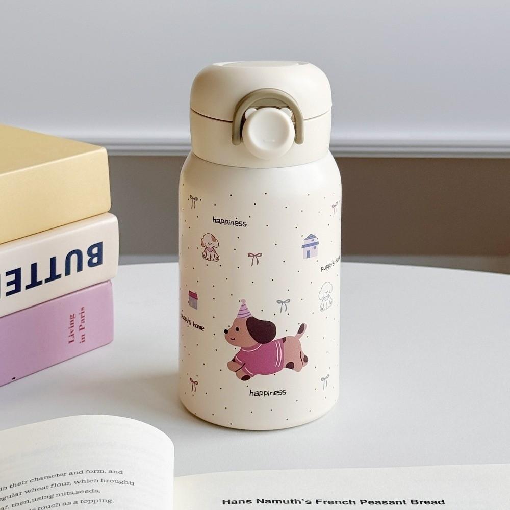 Stainless Steel Small Thermal Cup Cartoon Prints Bounce Water Bottle Students Pocket Flask