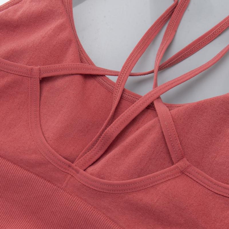 Frauen Dünne Cross Strap Sport-Bh Push-Up Schönheit Zurück Gepolsterte Büstenhalter Weibliche Atmungsaktive Fitness Unterwäsche