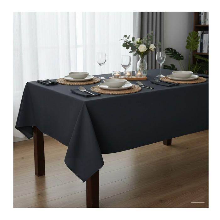 Essential Polyester Tablecloth 145 X 240 Cm Anthracite