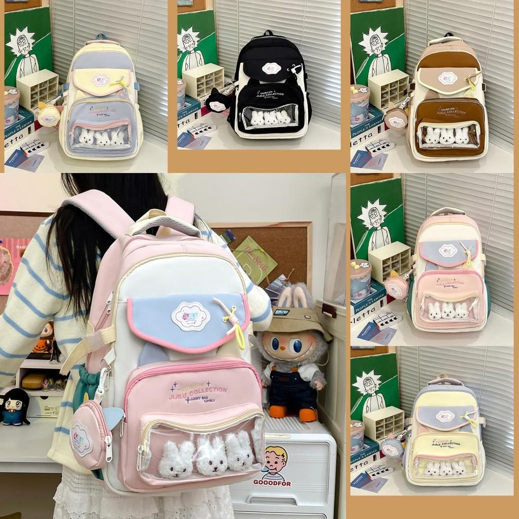 Street Nylon Fashion Backpack Color Block Design With Laptop Compartment Gift