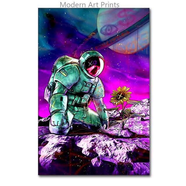 Cool Space Astronaut Canvas Painting Street Graffiti Posters and Prints Wall Art Pictures For Living Room Home Decor Unframed