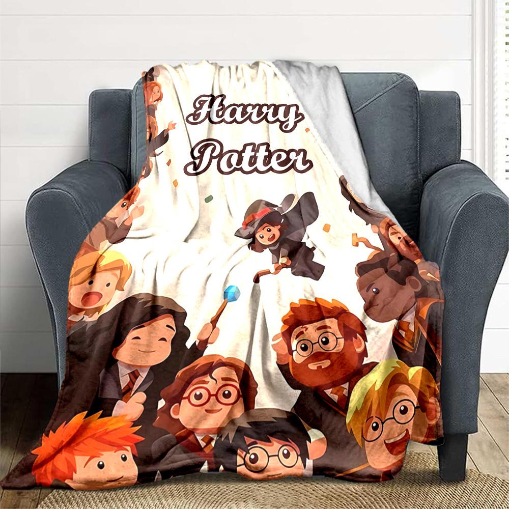1pc Harry Potter Flannel Throw Blanket - HD Printed Lightweight Soft Warm All-Season Blanket for Sofa, Bed, Travel, Camping 050