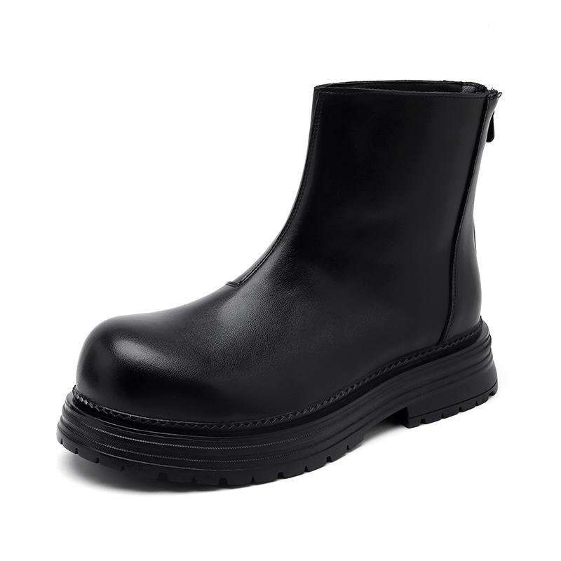 

Мода Новый Тренд Мужские Ботильоны Толстая Подошва Мужские Челси Мода Щиколотка Круглый Носок Ботас Простой Досуг Кожа Высокий Верх Обувь 44 чёрный