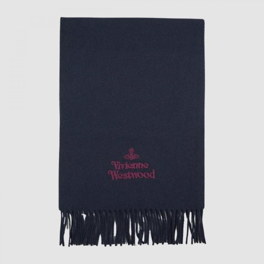 Vivienne Westwood Wool Logo Muffler Navy K410