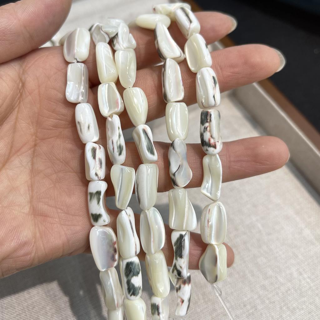 5String, White Natural Freshwater Shell Beads, 12×20-13×22mm, Handmade Horseshoe Irregular Shell Beads for DIY Jewelry Making 18cm