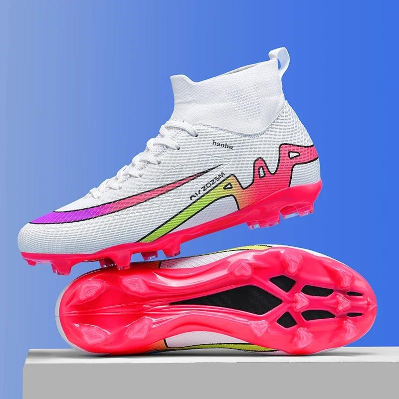 

New Men Soccer Shoes Outdoor Cleats Long Spikes Football Boots Sport Adult Breathable Match Comfortable Training Boys Non Slip 35