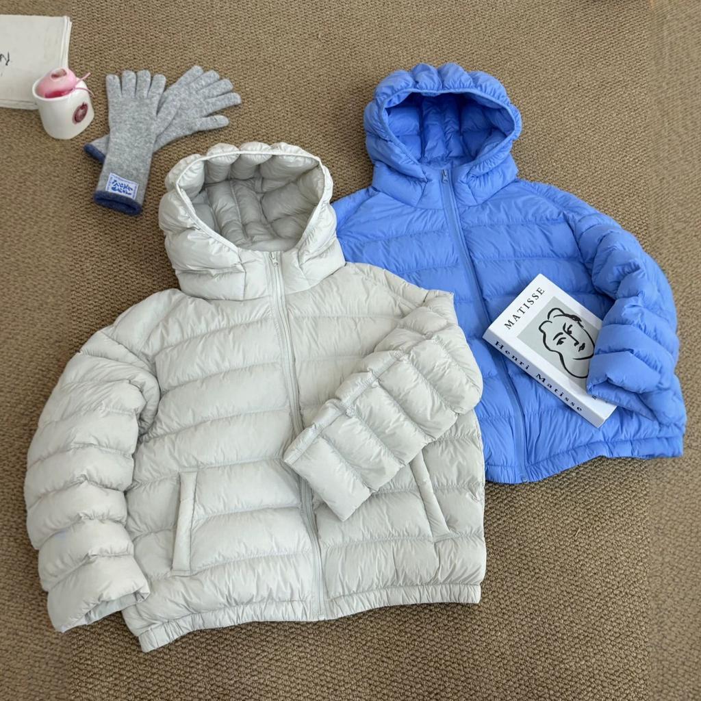 Autumn and winter new women's hooded short down jacket drawstring bread white duck down puffs warm jacket