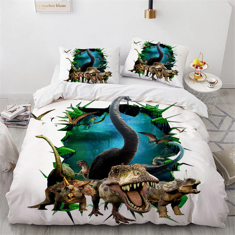 Dinosaur Duvet Cover Twin Microfiber 3D Animal Comforter Cover Jurassic World Park Dinosaur Bedding Set For Kids Teens Boys Room