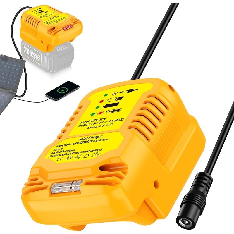 Solar Charging Adapter for Dewalt 18/V20V Batteries DC 18V/20V 4A Portable Battery Charger for Outdoor Work and Camping DCB180