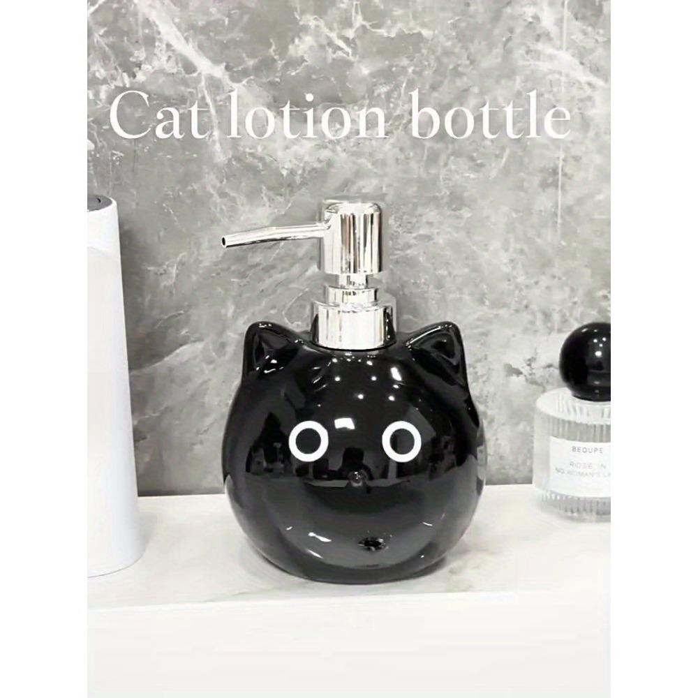 Cute Cat Ceramic Soap Dispenser, Pressed Bottle Set for Bathroom Counter Top, Hand Sanitizer & Lotion Container