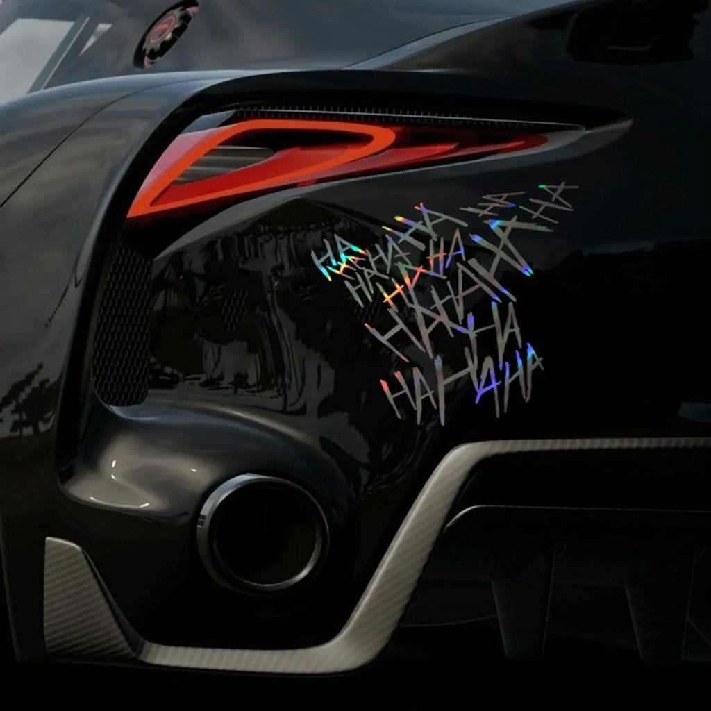 HaHaHa Joker Autoaufkleber Lustiger Helmaufkleber Motorrad Reflektierende Aufkleber Notebook Telefonaufkleber Für Blockkratzer/Fenster