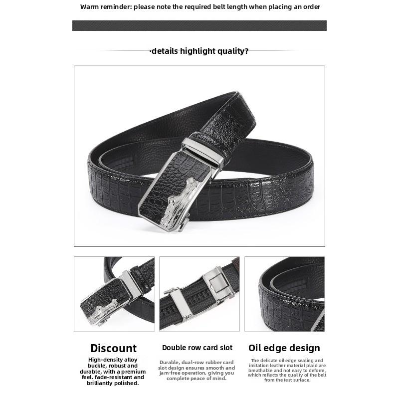 Mei Mary New crocodile alloy automatic buckle men's leather belt - cowhide waist belt