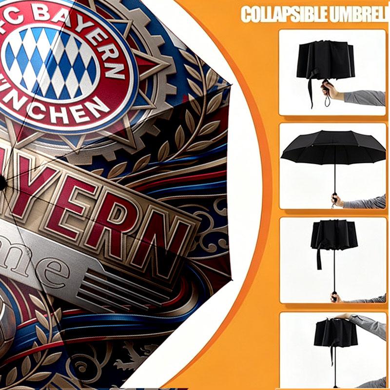Custom Name Personalized FC Bayern Munich Print Umbrella, Auto Open Close, 8‑Rib Sturdy Frame, Commute Camping Hiking Use, Birthday Gift
