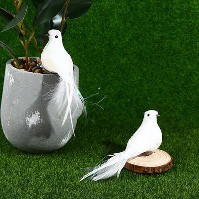 2 Adet Beyaz Güvercinler Tüy Yapay Köpük Lover Barış Güvercinler Kuş Ev Dekor