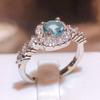 New Fashion Blue Cubic Zirconia Engagement Rings For Women Luxury Silver Color Band Temperament Sweet Lady's Party Jewelry