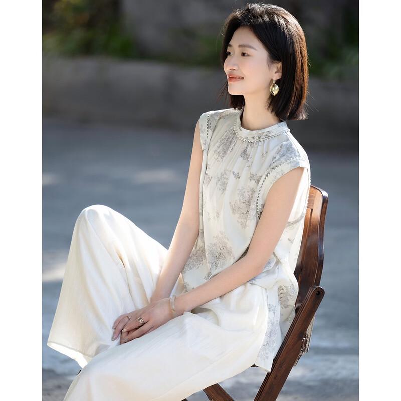 Demana Ruomeng Jiangnan New Chinese Style Sleeveless Printed Blouse