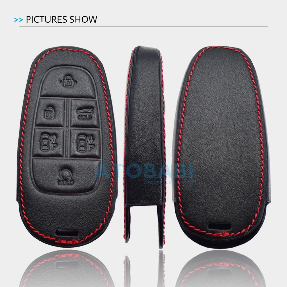 Atobabi Leather Car Key Case Keychain For Hyundai Tucson Nexo Santa Fe Azera Sonata   Smart Remote Control Protect Cover
