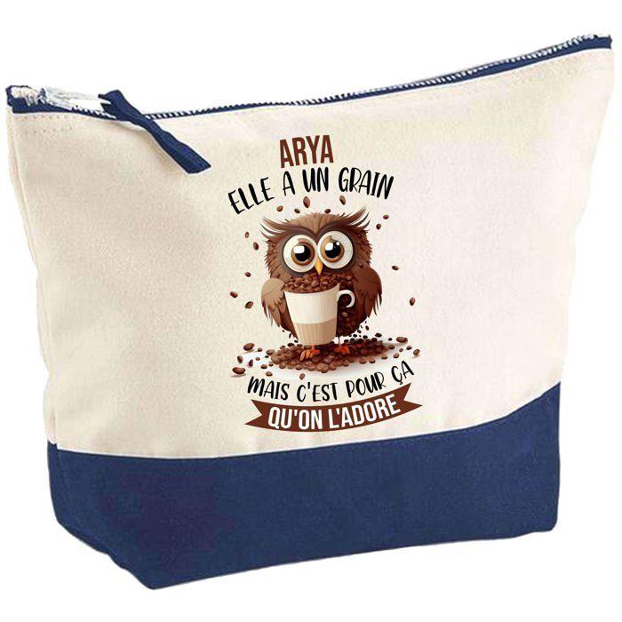 Trousse de maquillage - PLANETEE - Arya Chouette Grain - Grand format - Coton - Impression HD