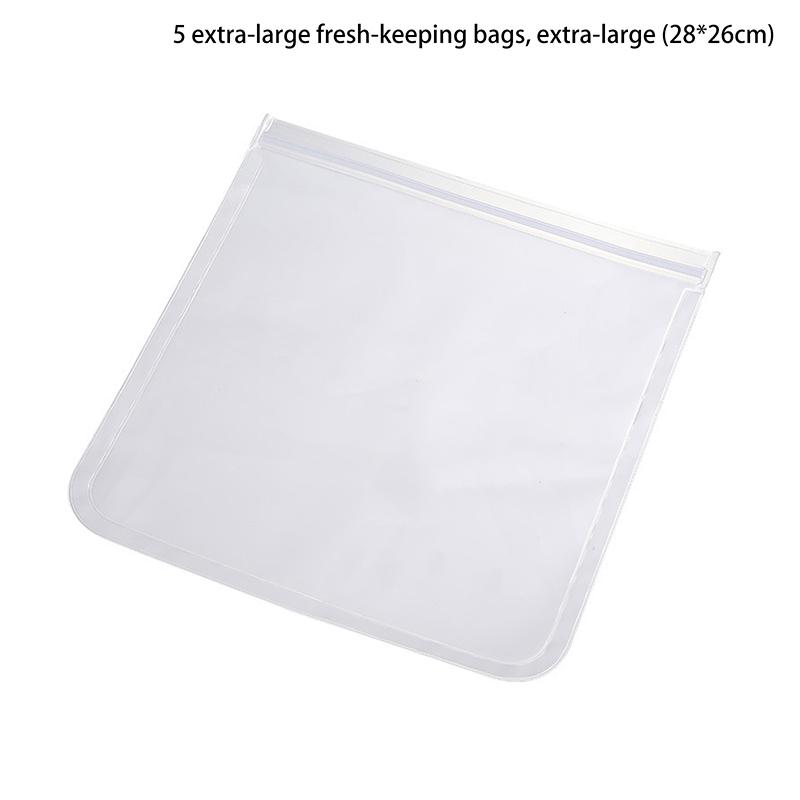 5Pcs Silicone Food Storage Containers Leakproof Stand Up Zip Shut Reusable Rolls Fresh-Keeping Food For Meat Fruits Vegetables