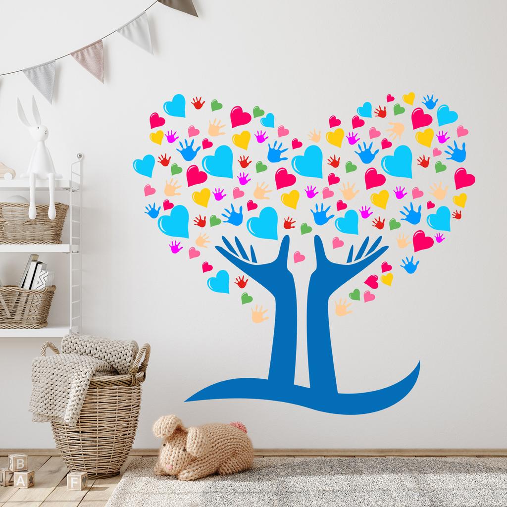 Heart Tree Wall Sticker Cute Creative Self-Adhesive Removable for Kids Bedroom Nursery Home Decor