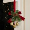 Christmas Tree Ornament: Small Bell with Velvet Bow & Pine Cone Scene Pendant