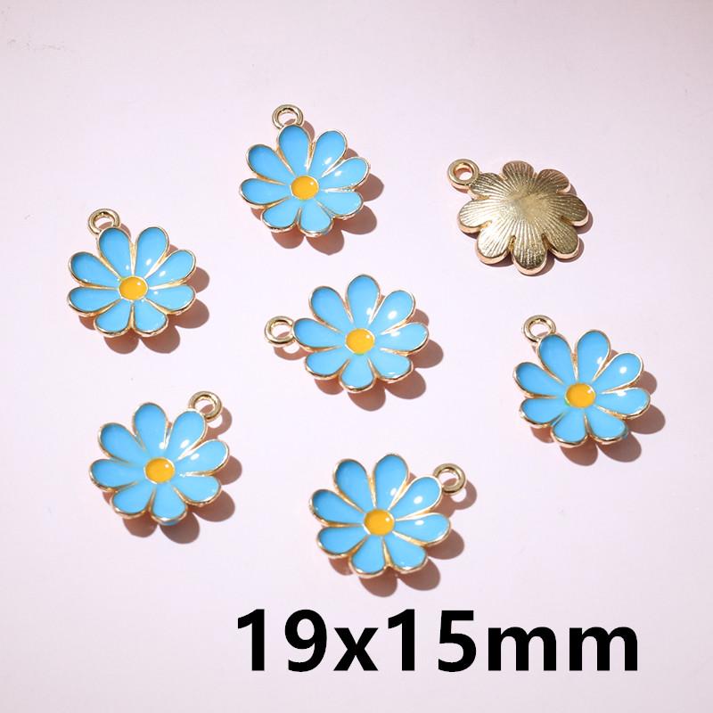 20pcs Enamel Flower Charms Pendant Alloy Metal DIY Jewelry Making Accessories Findings for Earrings Necklace Bracelet