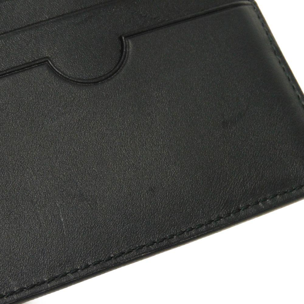 Used 12695 Linen Long Horizontal Wallet 101.79.978 7940 Textured Calfskin Bifold Anagram Embossed Black Men's from