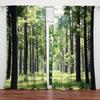 2pcs Healing Green Forest Pattern Curtains   Distinctive Printed Curtains   Suitable for Gifting To Family and Friends