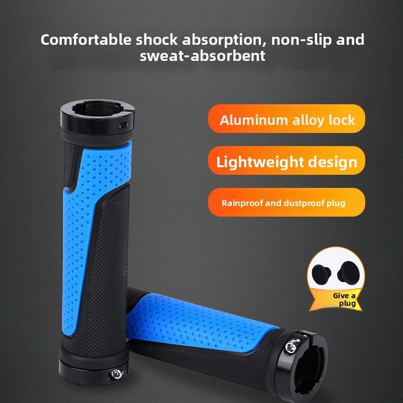 Bicycle Rubber Handlebar Grips With Locking Dual Sides Antislip For Mountain Bike Riding