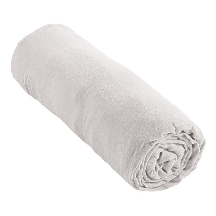 "Noah" Fitted Sheet All Sizes "Cotton Gauze" - Noah Neige - 140 X 190 Cm 30 Cm Gusset
