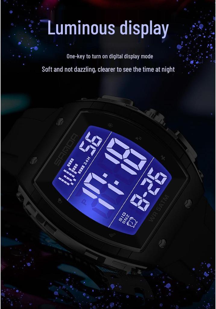 SANDA Men's Multifunctional Barrel-Shaped Sports Watch - Waterproof & Fashionable with Single Display Timing