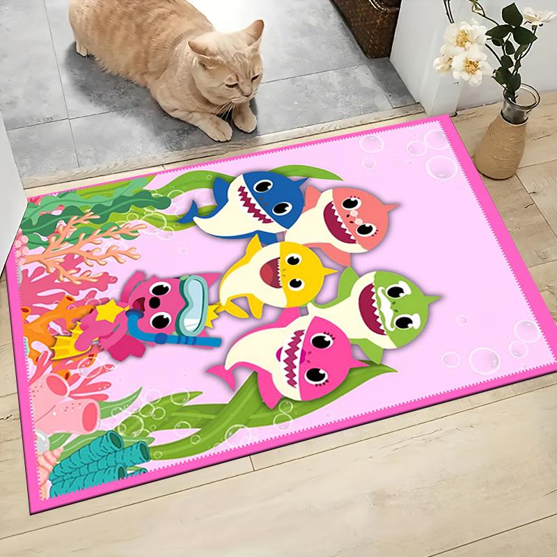 1 ks Kobercový kobereček Baby Shark Family Adventure Přizpůsobitelný Měkký Omyvatelný Protiskluzový Domácí Obývací Pokoj Podložky pod Pohovku Personalizovaný Kobereček 0917306