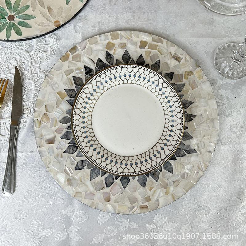 American light luxury ins wind color shell thermal insulation pad, creative shell round placemat, high-end desktop plate mat household tray