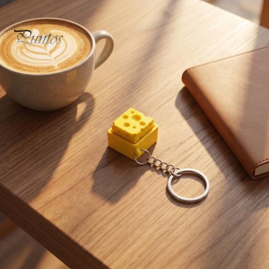 Durable Plastic Toy Cheese Fidget Keychain, Mechanical Keyboard Click, Creative Sound Stress Relief Tactile Clicky Keycap Toy, Portable Gadget