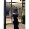 Black Shoulder Dress Women's Summer Sexy Hip Skirt High Cold Off-the-shoulder Dress