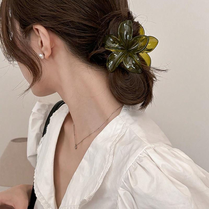 Women's Style Oversized 8cm/3.15" Jelly Color Plastic Hair Clips In Green, Brown, Amber, Fashion Elegant Minimalistic Simple