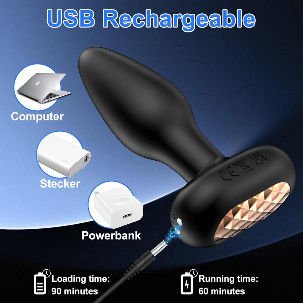 Female Wireless Remote Vibrating Butt Plug Anal Vibrator Sex Toys for Women G-spot Nipple Stimulation Ass Dildo Prostate Masturbation Men and Couples