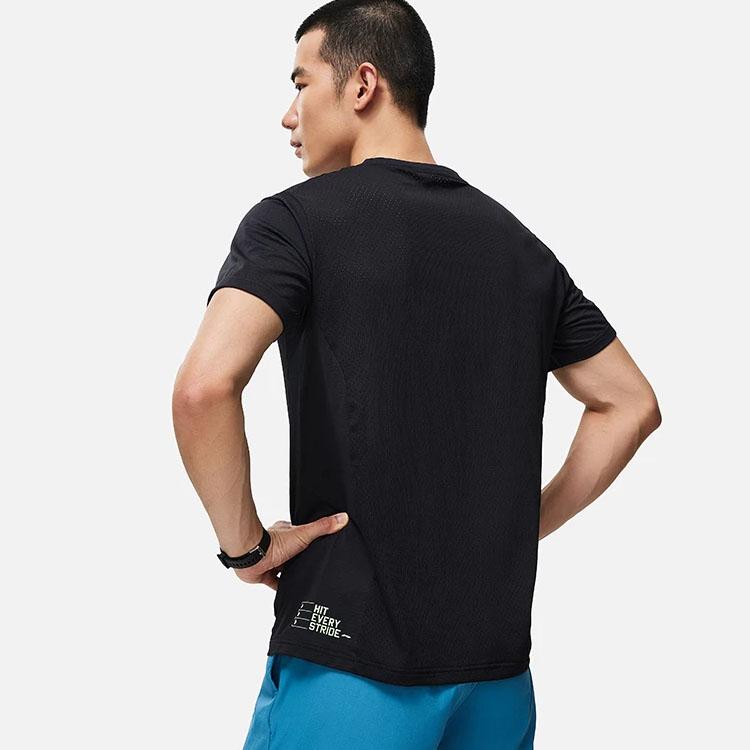 Li-Ning Running Series Logo Print Crew Neck Short Sleeve T-Shirt Men Tops Black ATST073-1