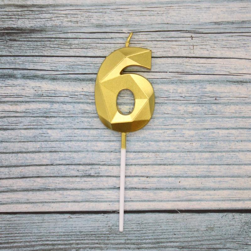 Birthday Party Cake Decoration Candles Gold-plated Gold Silver Bright Time and Space 0-9 Digital PVC Boxed Candles